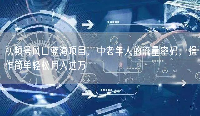 视频号风口蓝海项目,中老年人的流量密码,操作简单轻松月入过万
