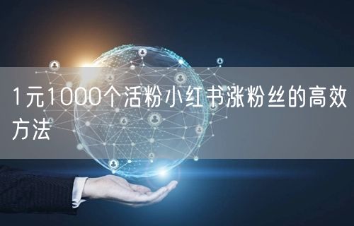 1元1000个活粉小红书涨粉丝的高效方法