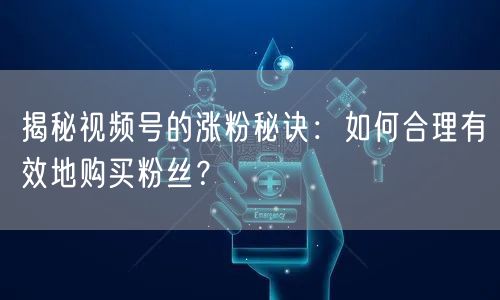 揭秘视频号的涨粉秘诀:如何合理有效地购买粉丝?