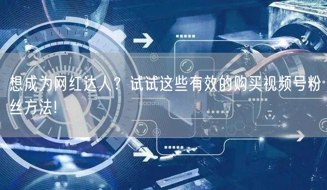 想成为网红达人?试试这些有效的购买视频号粉丝方法!