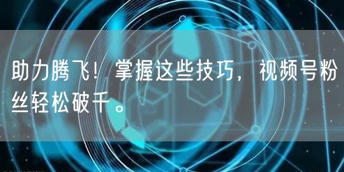 助力腾飞!掌握这些技巧,视频号粉丝轻松破千。