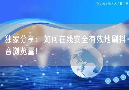 独家分享:如何在线安全有效地刷抖音浏览量!