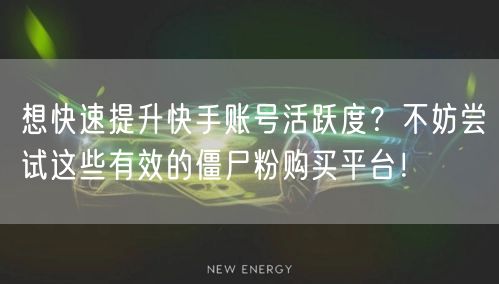 想快速提升快手账号活跃度？不妨尝试这些有效的僵尸粉购买平台！