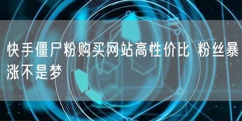 快手僵尸粉购买网站高性价比 粉丝暴涨不是梦