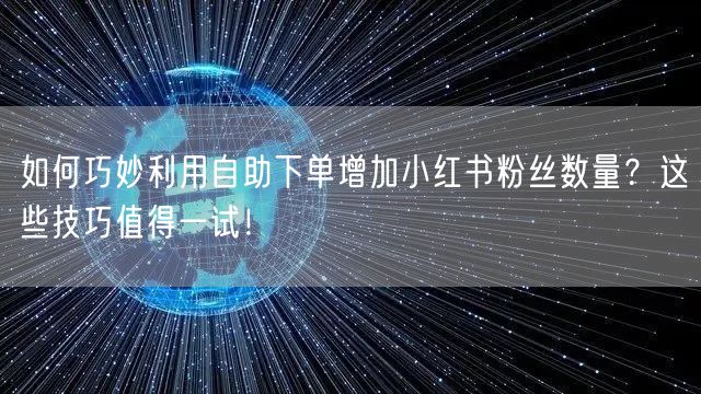 如何巧妙利用自助下单增加小红书粉丝数量？这些技巧值得一试！
