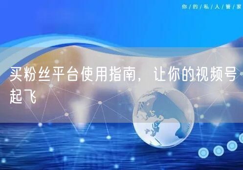 买粉丝平台使用指南,让你的视频号起飞